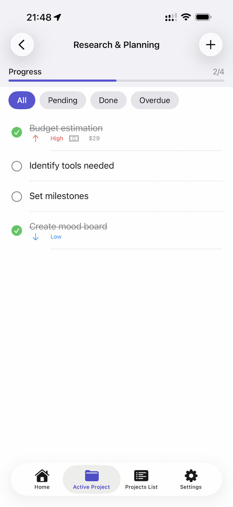 Checklists screenshot