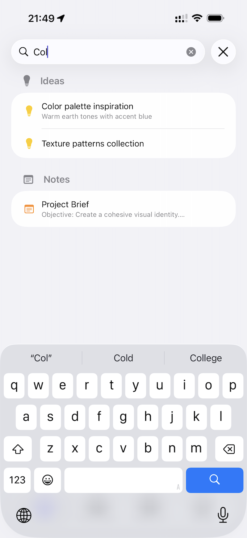 Global search screenshot