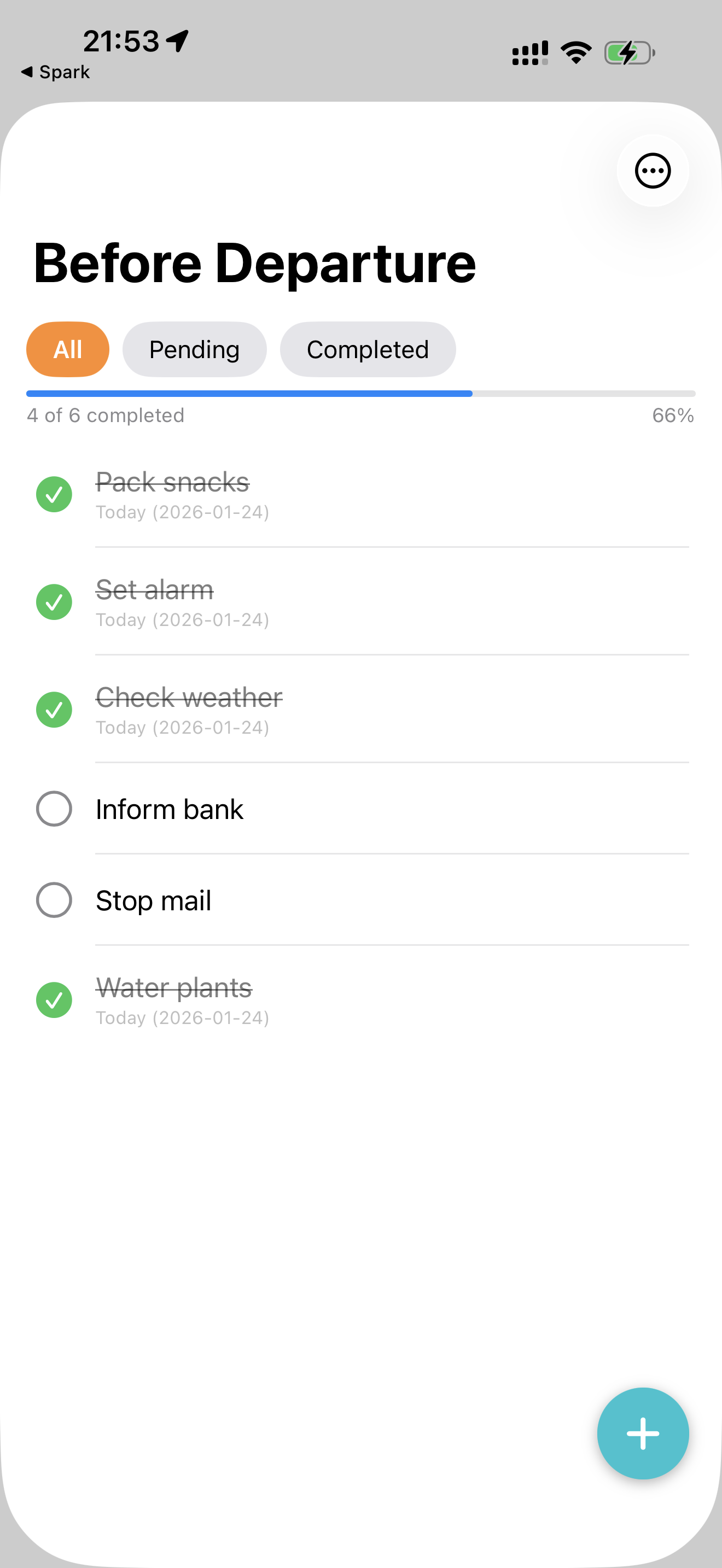 Checklist screenshot